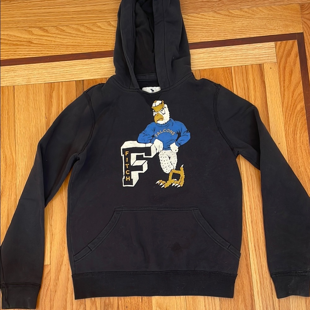 Abercrombie Kids  Black Hoodie with Falcon Graphic